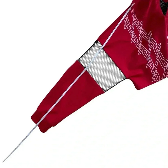 Vintage LF Cropped Red Black Track Suit Jacket OverSized Medium Mesh Detail - Picture 10 of 11